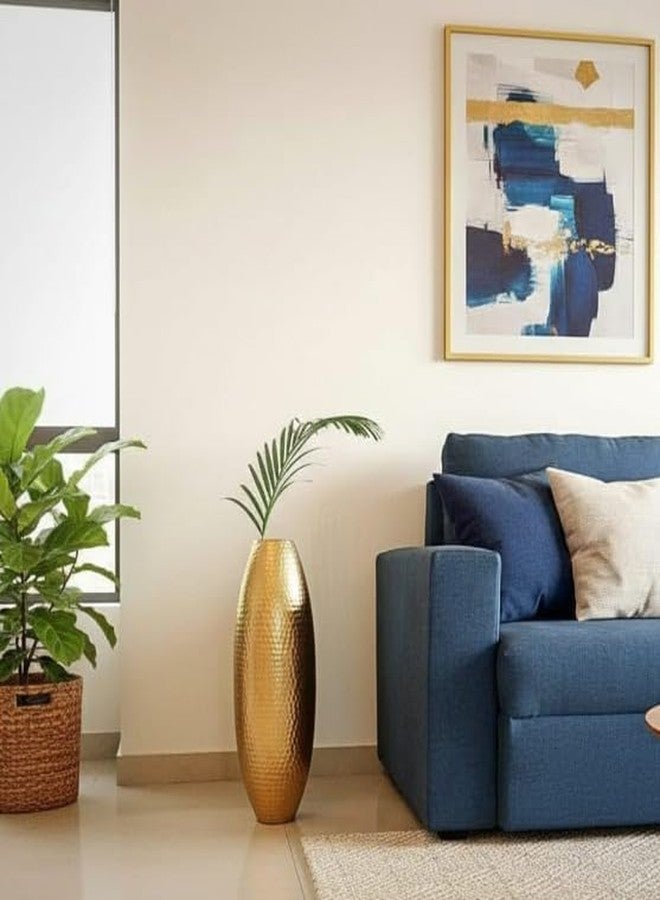TRENDING DECOR ديكور عصري: مزهرية زهور معدنية ذهبية مطروقة، مزهرية طويلة مزخرفة لغرفة المعيشة/ديكور المنزل - 24 بوصة - Image 5